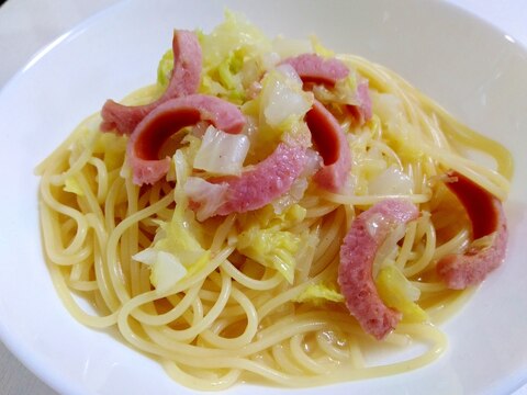 お鍋ひとつで☆ウインナーと白菜のパスタ